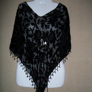 White House Black Market Lace Beaded Cape, One Size